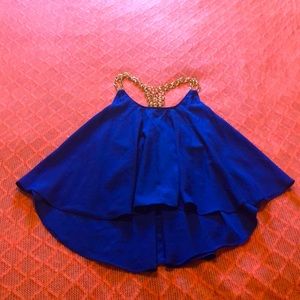 Flowy Racerback Tank Top w/ Gold Chain Straps